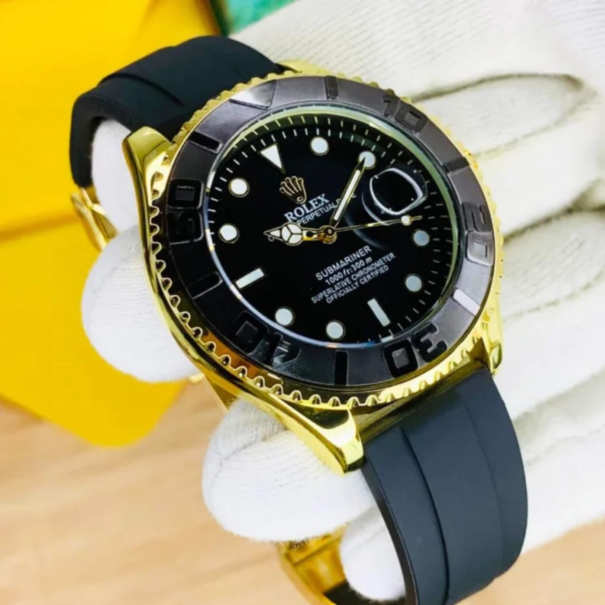 Rolex Yacht Master-Inspired Luxury Watch with Rubber Strap SamFlixx