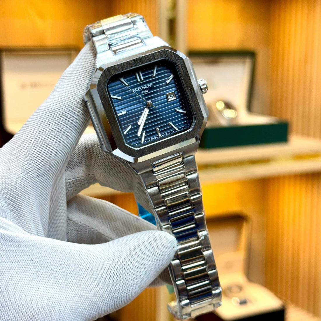 Patek Philippe | Luxury Square Dial Wristwatch | Smooth Bracelet SamFlixx